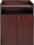 Mahogany Wooden Podium w/Locking Storage Cabinet and Shelf 119691