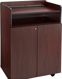 Mahogany Wooden Podium w/Locking Storage Cabinet and Shelf 119691