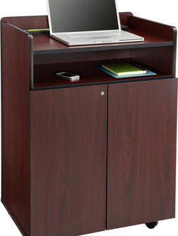 Mahogany Wooden Podium w/Locking Storage Cabinet and Shelf 119691