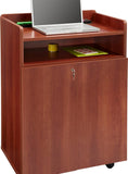 Cherry Color Floor Podium with Storage Cabinet and Shelf 119692