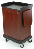 28" Media Cart with Enclosed Cabinet, Side Shelf, Locking Wheels - Mahogany 119697