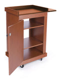 Mobile Lectern with Enclosed Cabinet, Pull-out Shelf, Locking Wheels - Cherry 119698