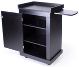 Mobile Lectern with Enclosed Cabinet, Pull-out Shelf, Locking Wheels - Black 119699