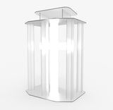 Podium, Clear Ghost Acrylic w/ 110V Lighted Cross Pulpit, Lectern - Assembled 1803-4+11673-WHITE
