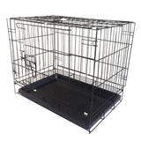 Black Pet Folding Dog Cat Crate Cage Kennel w/ Tray Carrier 11970 2