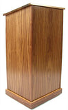 Podium for Floor with Storage Cabinet, Open Shelf & Wheels   Mahogany 119710