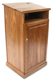 Podium for Floor with Storage Cabinet, Open Shelf & Wheels   Mahogany 119710