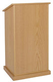 Podium for Floor with Storage Cabinet, Open Shelf & Wheels   Oak 119711