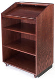 Podium for Floor with Shelves, 2 Wheels - Red Mahogany 119716