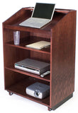 Podium for Floor with Shelves, 2 Wheels - Red Mahogany 119716