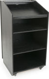 Podium for Floor with Open Back for Shelves, 2 Wheels   Black 119718