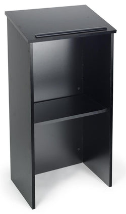 Portable Podium for Floor, Open Back with Shelf, MDF   Black 119720