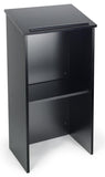 Portable Podium for Floor, Open Back with Shelf, MDF - Black 119720