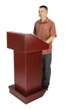 Podium with Wheels, Convertible Design for Floor or Tabletop - Red Mahogany 119727