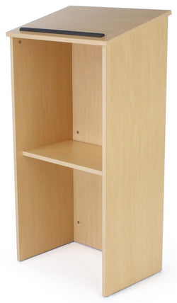 Portable Podium for Floor, Open Back with Shelf, MDF   Maple 119735