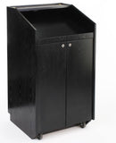 Podium for Floor with Enclosed Cabinet, 2 Wheels - Black 119737