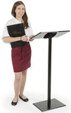 Acrylic Podium for Floor, Aluminum Pole & Base - Black 119740