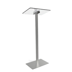 Acrylic Podium for Floor, Aluminum Pole & Base - Clear & Silver 119741-NEW