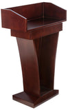 Podium for Floor, High Desktop Sides, Sliding Drawer, MDF ¨C Mahogany 119744