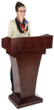 Podium for Floor, High Desktop Sides, Sliding Drawer, MDF ¨C Mahogany 119744
