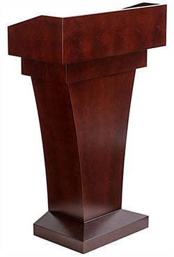 Podium for Floor, High Desktop Sides, Sliding Drawer, MDF ¨C Mahogany 119744