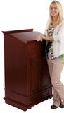 Podium for Floor, Cabinet, Drawer & Wheels, Ornate Hardware - Cherry 119745