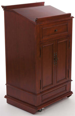 Podium for Floor, Cabinet, Drawer & Wheels, Ornate Hardware - Cherry 119745