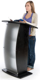 Black Podium for Floor, Curved Post Lectern, Pulpit, Frosted Front Acrylic Panel, 44.3" Tall 119751