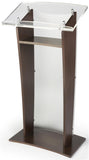 Wood Podium with Frosted Acrylic Front Panel, 48.75” Tall - Mahogany 119753