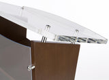 Wood Podium with Frosted Acrylic Front Panel, 48.75” Tall - Mahogany 119753