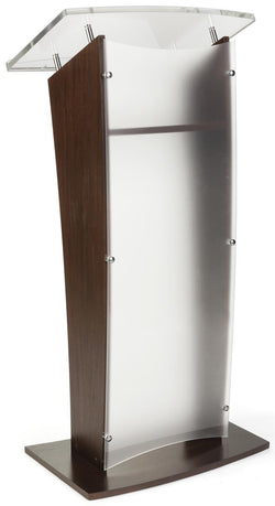 Wood Podium with Frosted Acrylic Front Panel, 48.75¡± Tall   Mahogany 119753