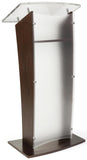 Wood Podium with Frosted Acrylic Front Panel, 48.75” Tall - Mahogany 119753