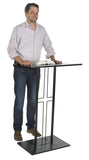 Podium for Floor, Cross Design, Steel & MDF - Black 119758