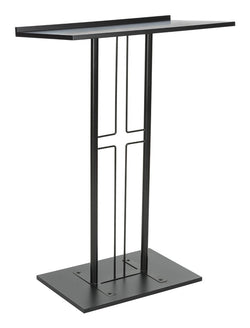 Podium for Floor, Cross Design, Steel & MDF - Black 119758