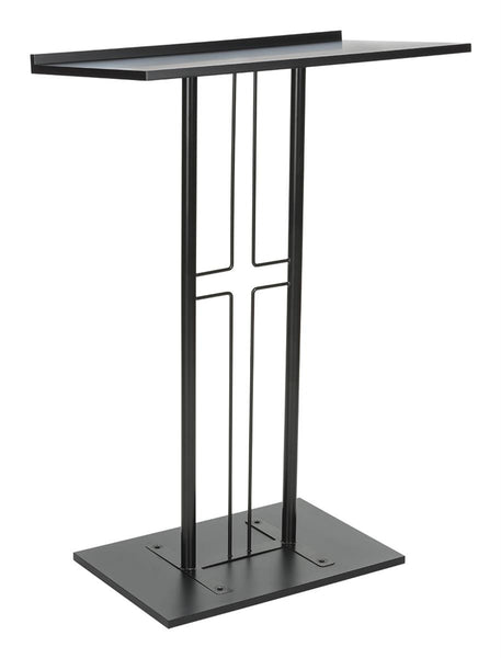 Podium for Floor, Cross Design, Steel & MDF   Black 119758