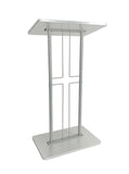 Podium for Floor, Cross Design, Steel & MDF - Silver 119759