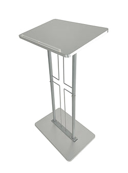 Podium for Floor, Cross Design, Steel & MDF - Silver 119759