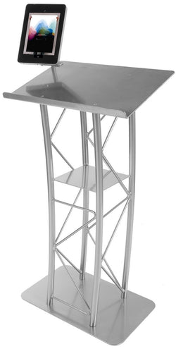 Truss Podium with iPad Enclosure Clamp   Silver 119763