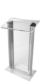 Acrylic Podium with iPad Enclosure Clamp - Clear & Silver