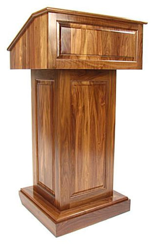 Wood Podium with Wheels, Convertible Design for Floor or Tabletop - Walnut 119766