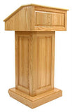 Wood Podium with Wheels, Convertible Design for Floor or Table - Light Stain 119768