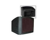 Table Top Podium for Outdoor Use, Plastic   Black with Walnut Insert 119771