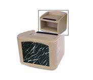 Table Top Podium for Outdoor Use, Plastic   Beige with Brown Granite Insert