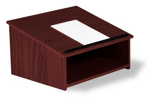 Table Top Podium with Open Shelf Storage Area, Laminated MDF   Mahogany 119777