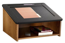 Table Top Podium with Open Storage Area   Medium Oak 119784
