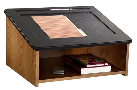 Table Top Podium with Open Storage Area   Medium Oak 119784
