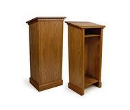 Wood Podium for Floor, Open Back, Oak - Dark Stain 119794