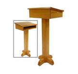 Wood Podium for Floor, Open Storage Shelf, Oak - Medium Stain 119797