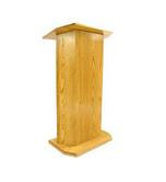 Podium for Floor, Open Back, Height Adjustable Shelf, Oak Wood - Light Stain 119799