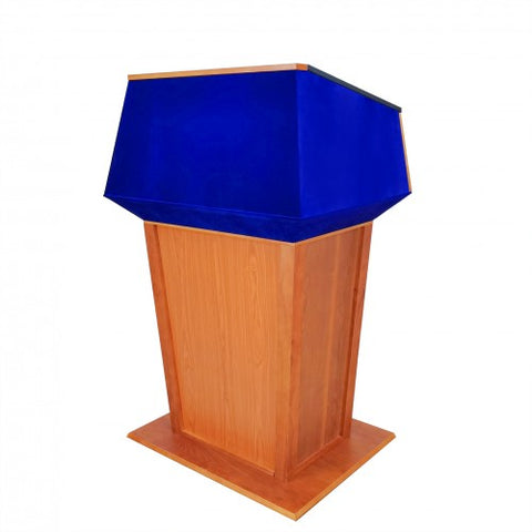 Presidential Podium Official State Embassy Wood Podium 31X23X50" Blue Fabric 119803